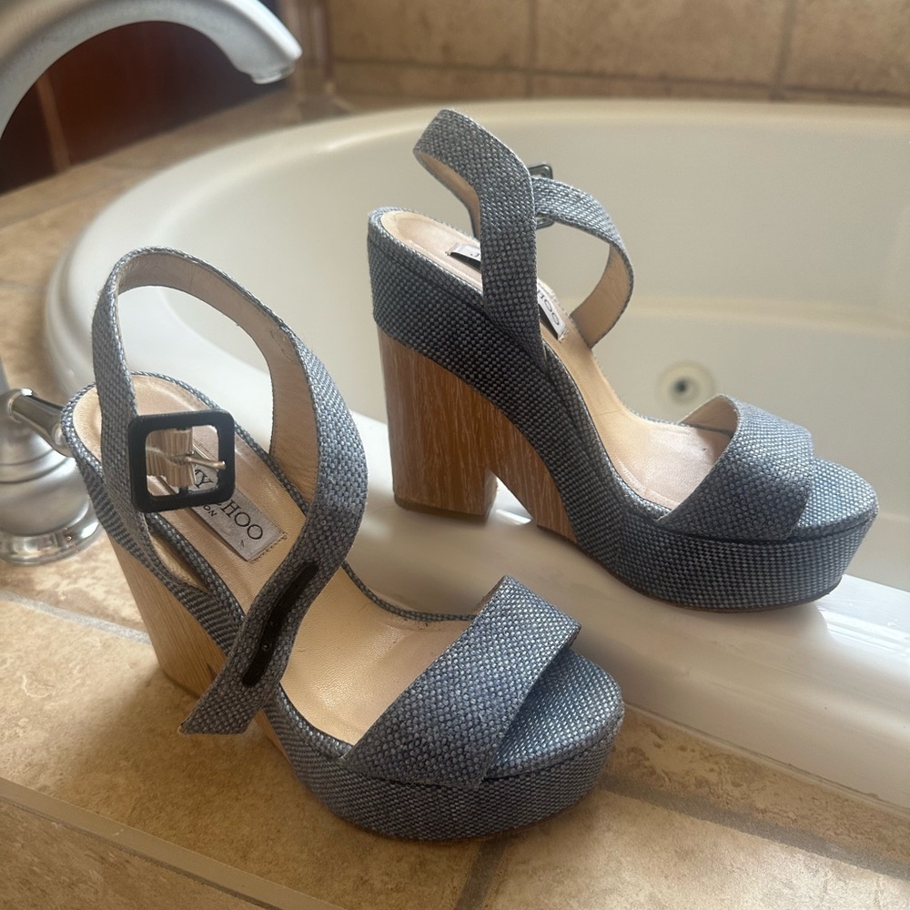 Jimmy Choo denim Platform Sandals
